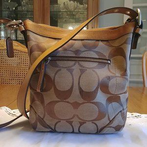 Auth Coach Signature Canvas 13079 Adjustable Shoulder Cross Body bag